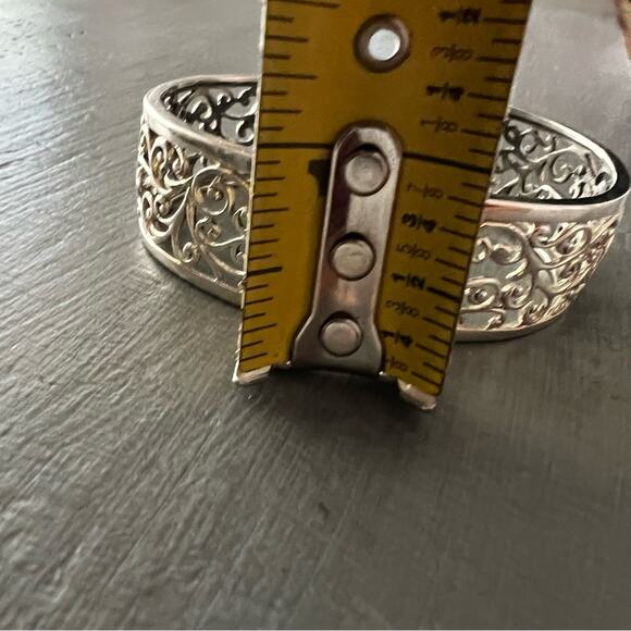925 Sterling Silver Scroll Cuff Bracelet - Picture 9 of 10